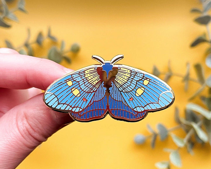 African Peach Moth Enamel Pin