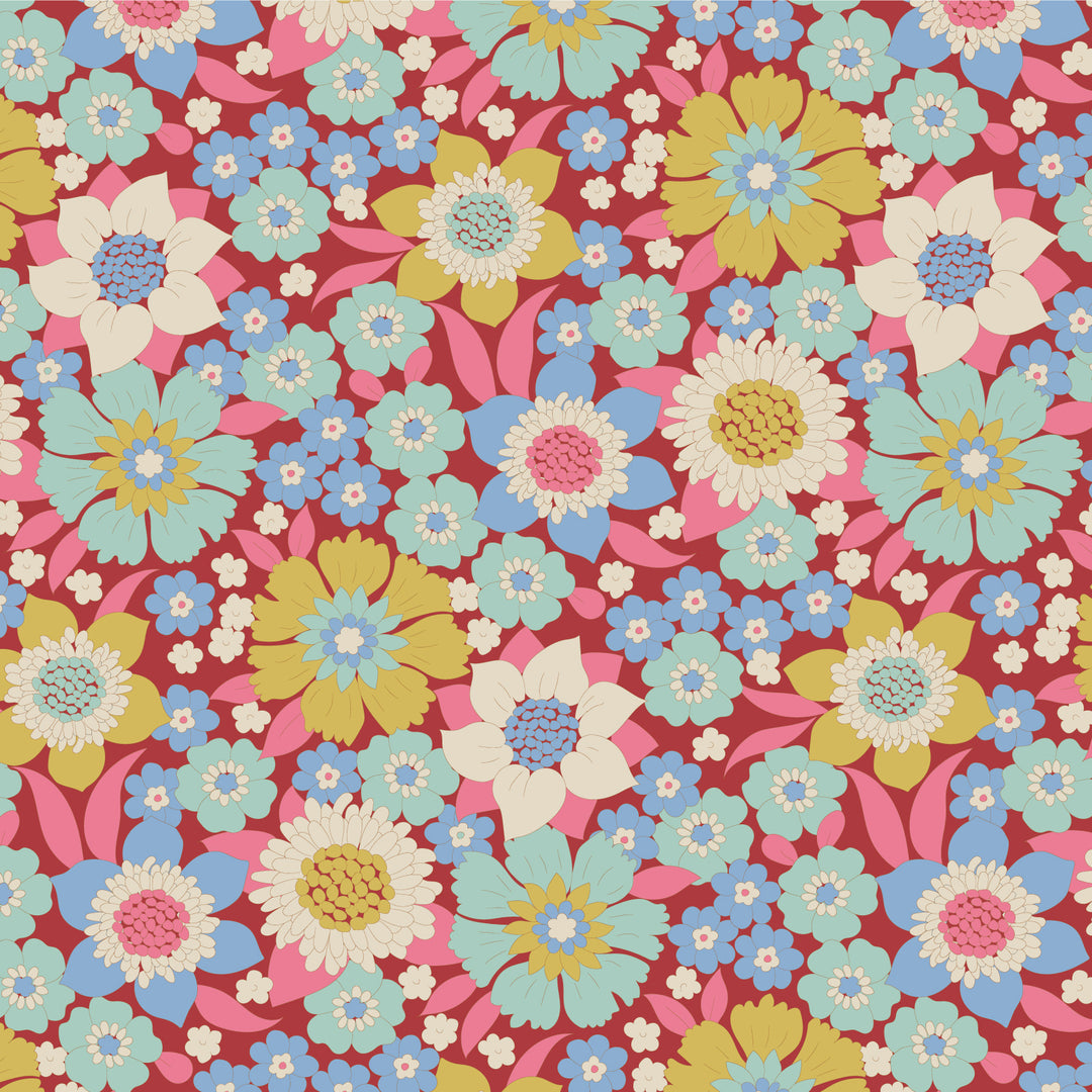 Tilda Wallflower Fabric by the 1/4 Yard - Lauren Burgundy