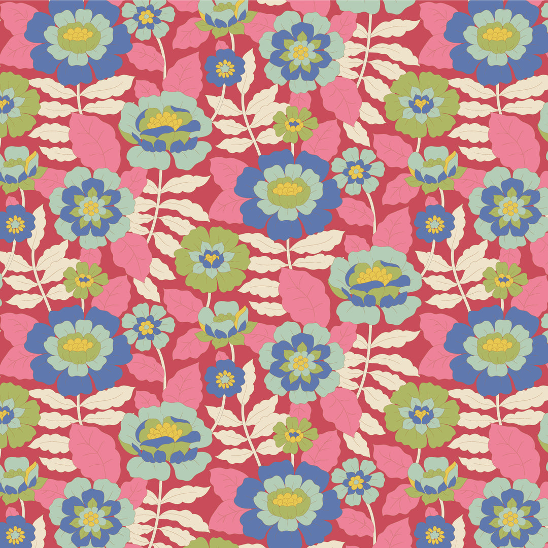 Tilda Wallflower Fabric by the 1/4 Yard - Beverly Pink