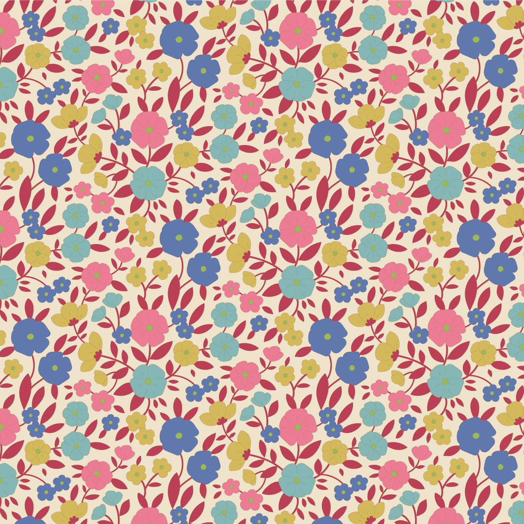 Tilda Wallflower Fabric by the 1/4 Yard - Janice Red