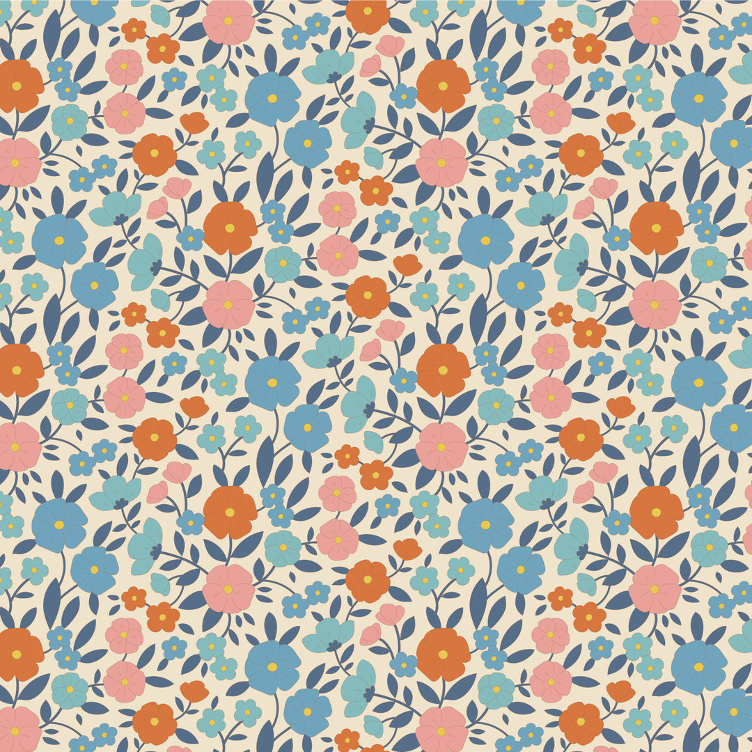 Tilda Wallflower Fabric by the 1/4 Yard - Janice Blue