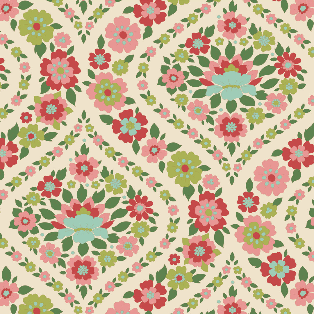 Tilda Wallflower Fabric by the 1/4 Yard - Bianca Green