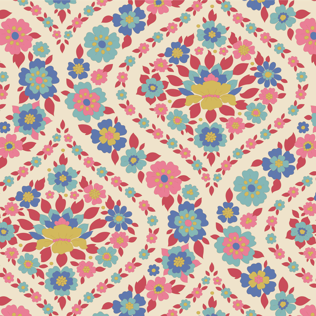 Tilda Wallflower Fabric by the 1/4 Yard - Bianca Red