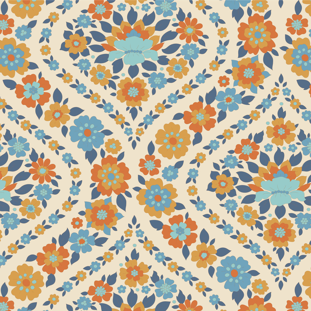 Tilda Wallflower Fabric by the 1/4 Yard - Bianca Blue