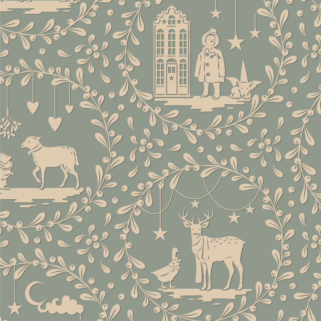 Merry Little Christmas by the 1/4 Yard - Paperscenes Duckegg