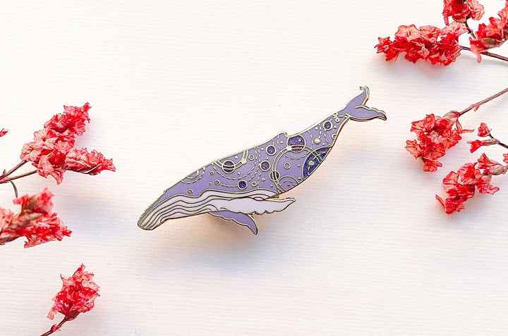 Orbital Humpback Whale Pin