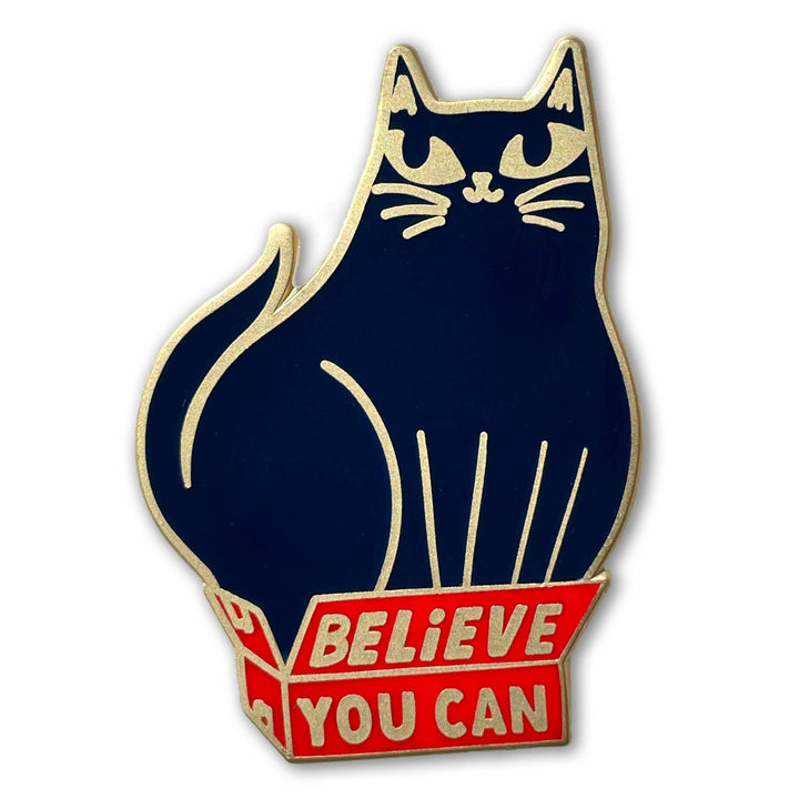 Believe You Can Black Cat Enamel Pin