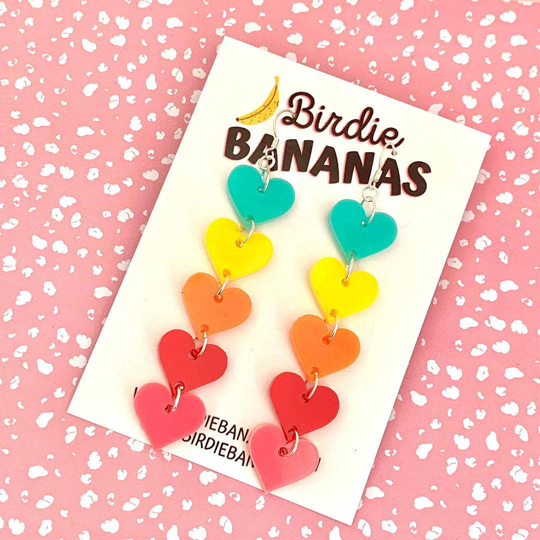 Colourful Rainbow Heart Earrings