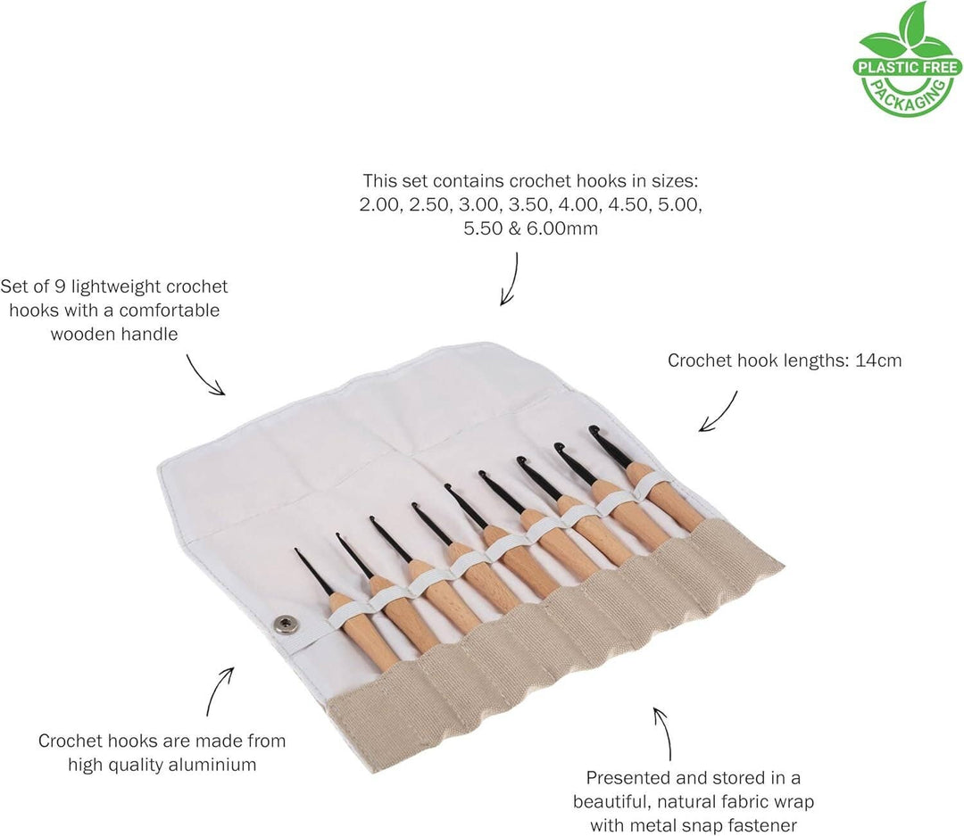 Milward Beech Wooden Handle Crochet Hook Set Of 9