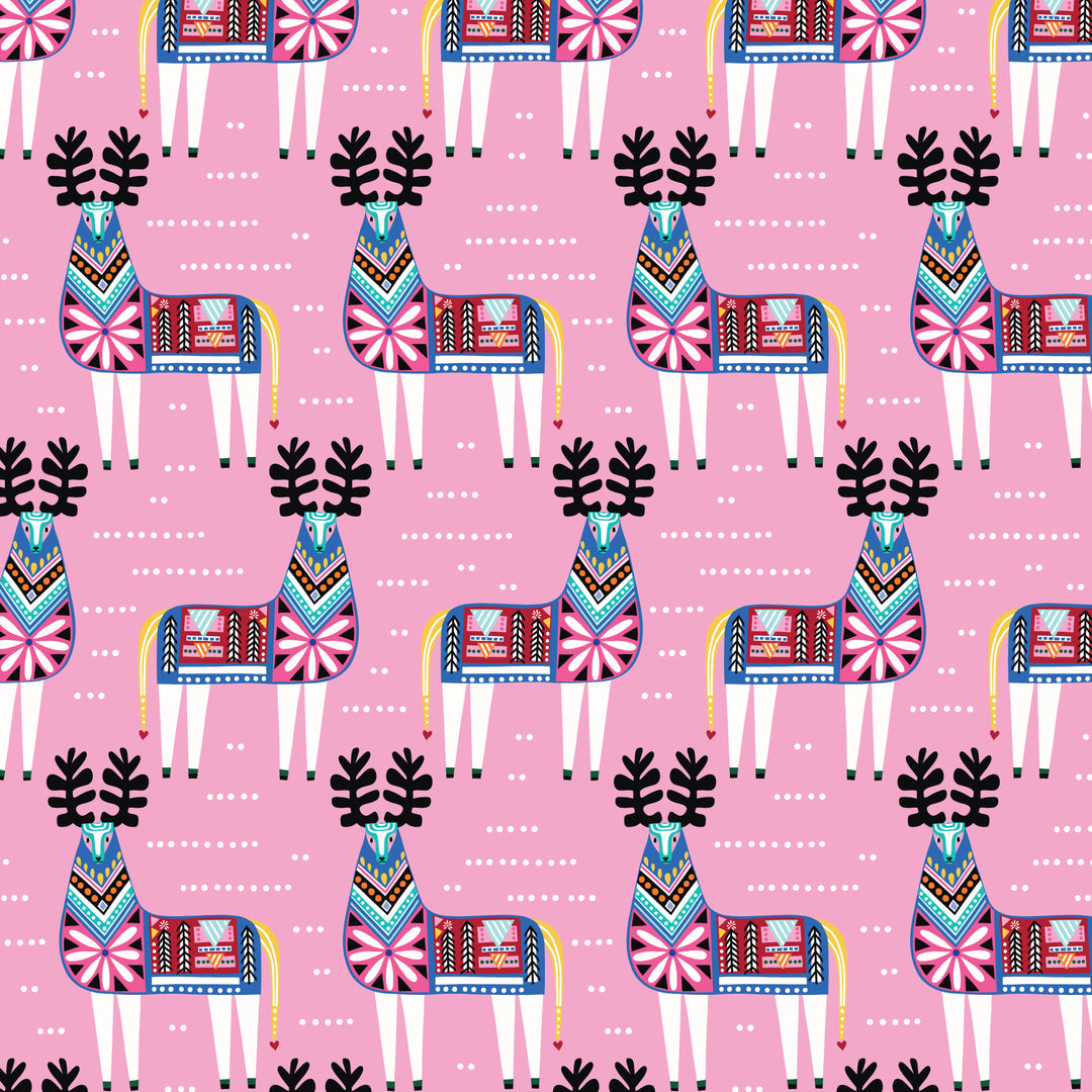 Reindeer Romance by the 1/4 Yard - Reindeer Pink
