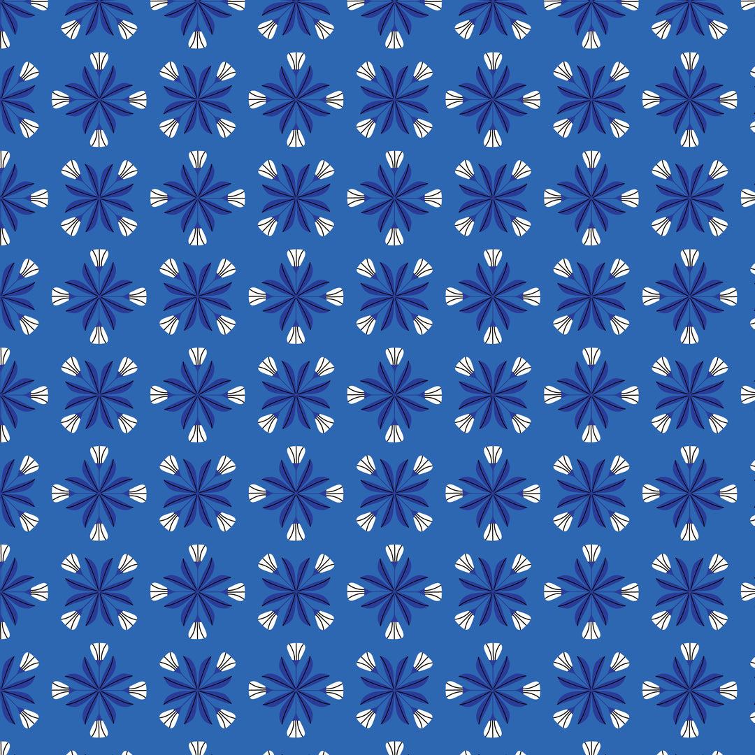 Reindeer Romance by the 1/4 Yard - Snowflake Blossoms Dark Blue