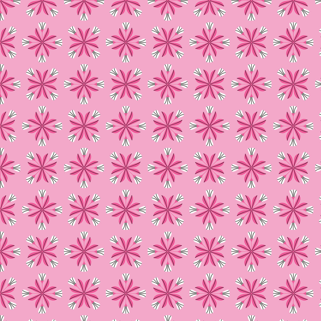 Reindeer Romance by the 1/4 Yard - Snowflake Blossoms Pink