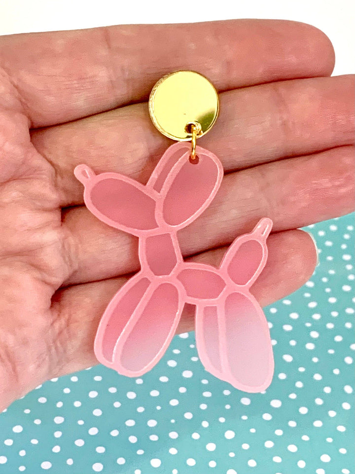 Balloon Poodle Earrings in Pink