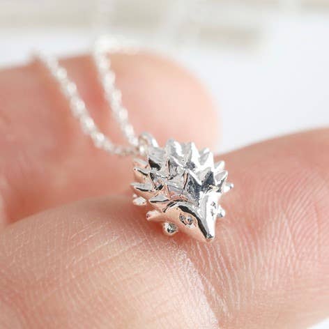 Hedgehog Necklace In Silver Plate