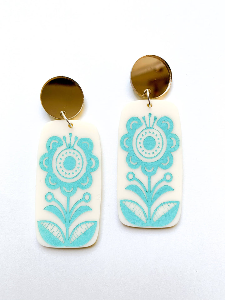 Folk Art Floral Flower Earrings
