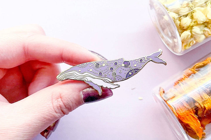 Orbital Humpback Whale Pin