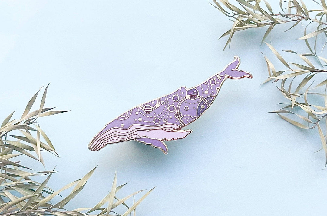 Orbital Humpback Whale Pin