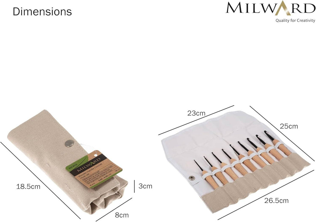 Milward Beech Wooden Handle Crochet Hook Set Of 9