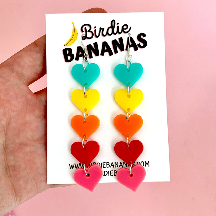 Colourful Rainbow Heart Earrings