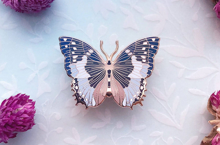 African Bluewing Butterfly Enamel Pin