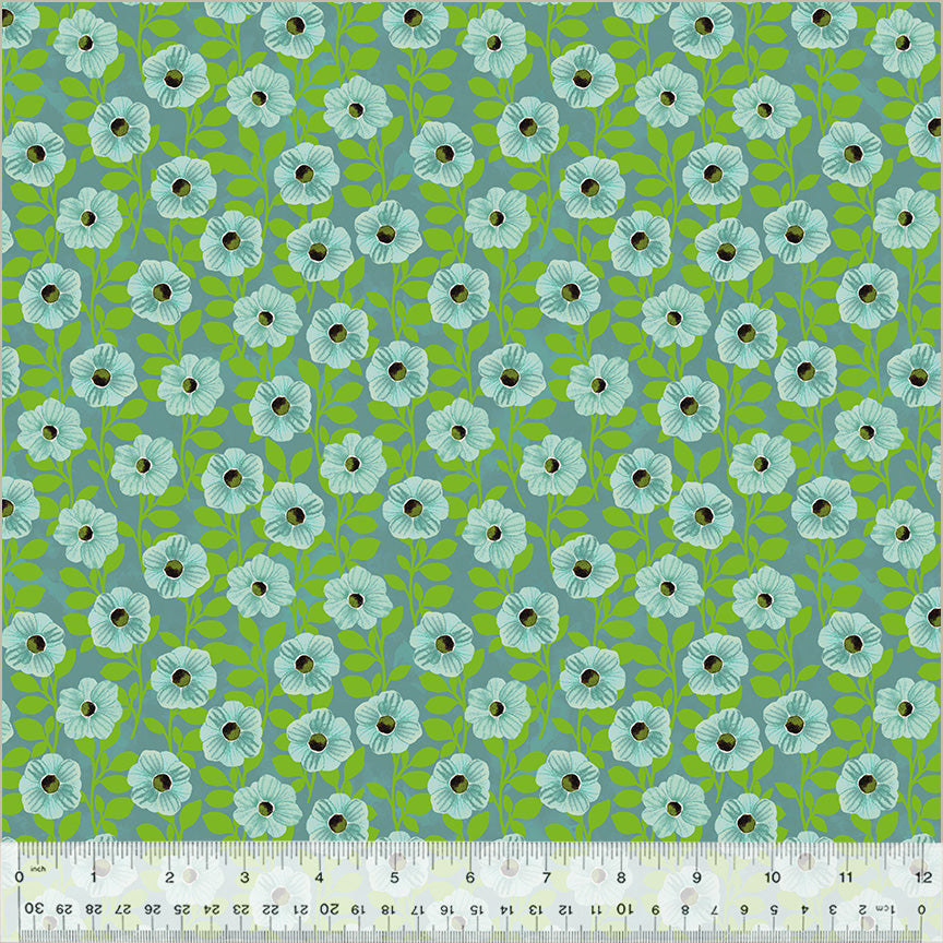 Climbing Floral by the 1/4 Yard - Turquoise