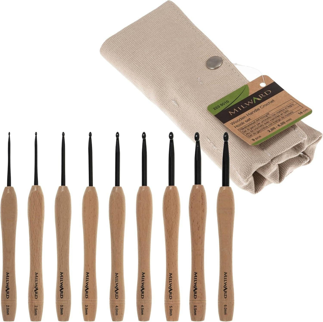 Milward Beech Wooden Handle Crochet Hook Set Of 9