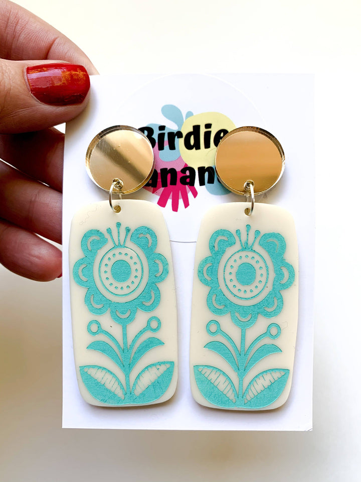 Folk Art Floral Flower Earrings
