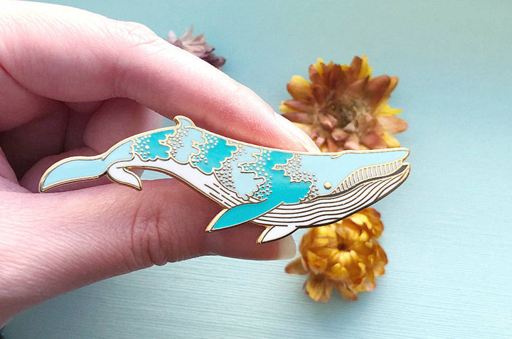 Bioluminescence Bryde's Whale Glow in the Dark Enamel Pin
