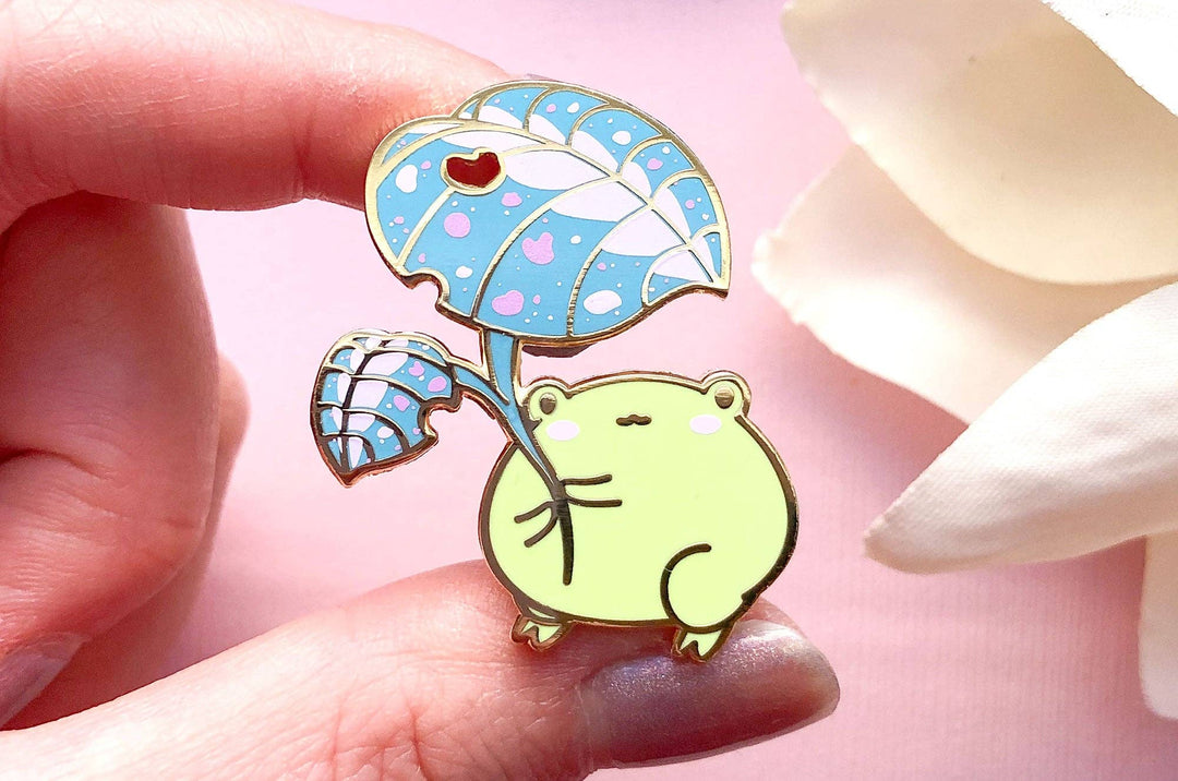 Gogo the Frog Leaf Umbrella Enamel Pin
