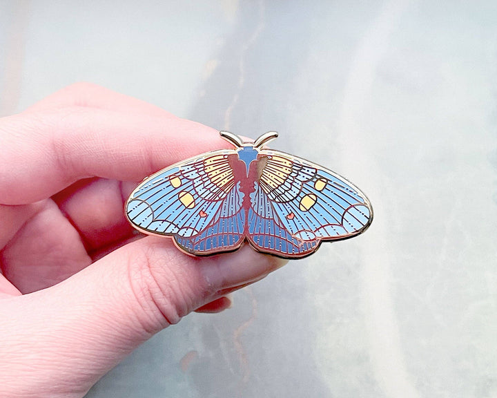 African Peach Moth Enamel Pin