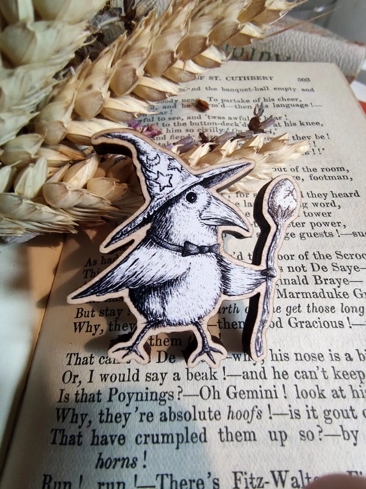 Egg Wizard Wooden Pin Badge