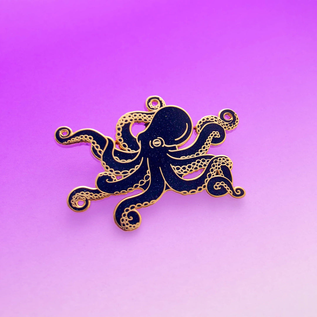Glitter Octopus Pin