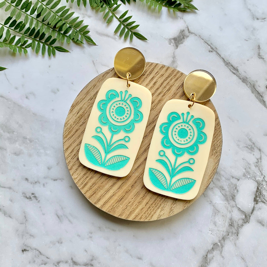 Folk Art Floral Flower Earrings