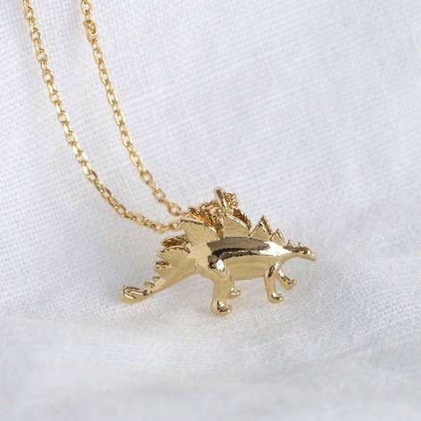 Gold Stegosaurus Dinosaur Necklace