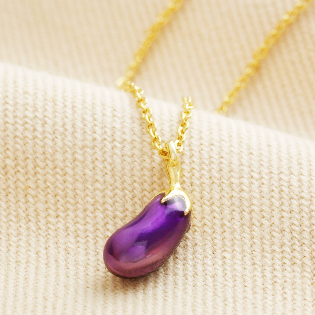 Aubergine Pendant Necklace in Gold