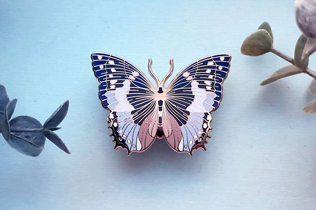 African Bluewing Butterfly Enamel Pin