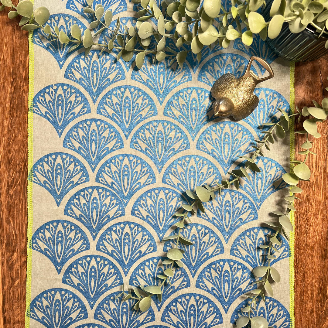Blue Peacock Table Runner