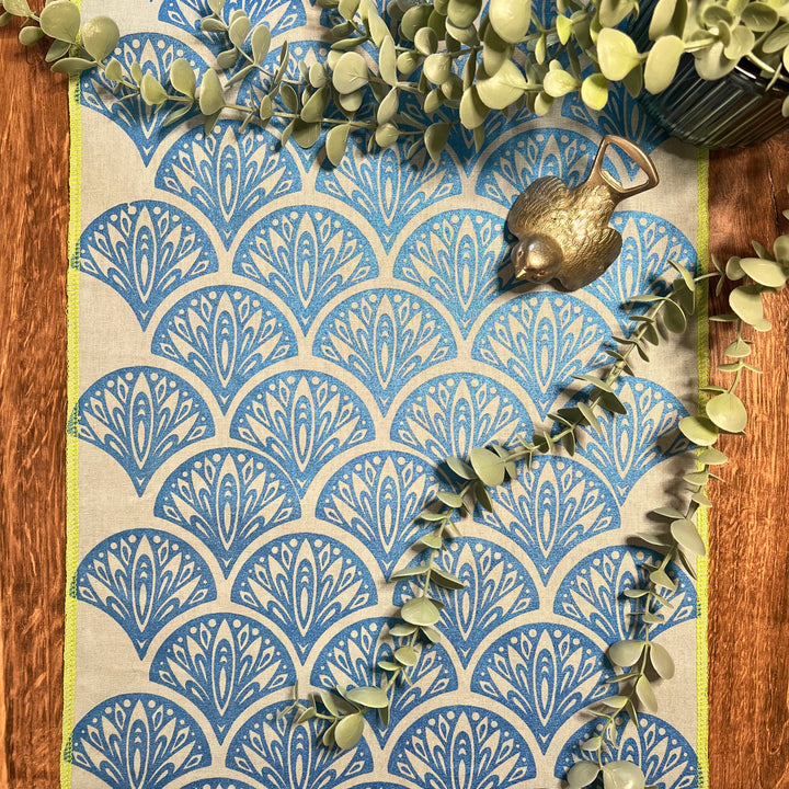 Blue Peacock Table Runner