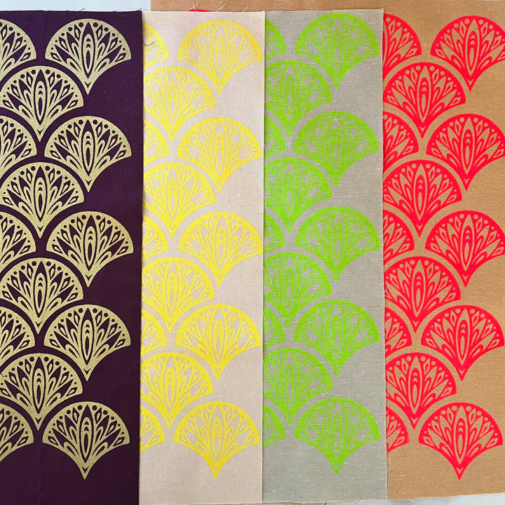 Peacocks ~ Screen Printed Essex Linen Fabric
