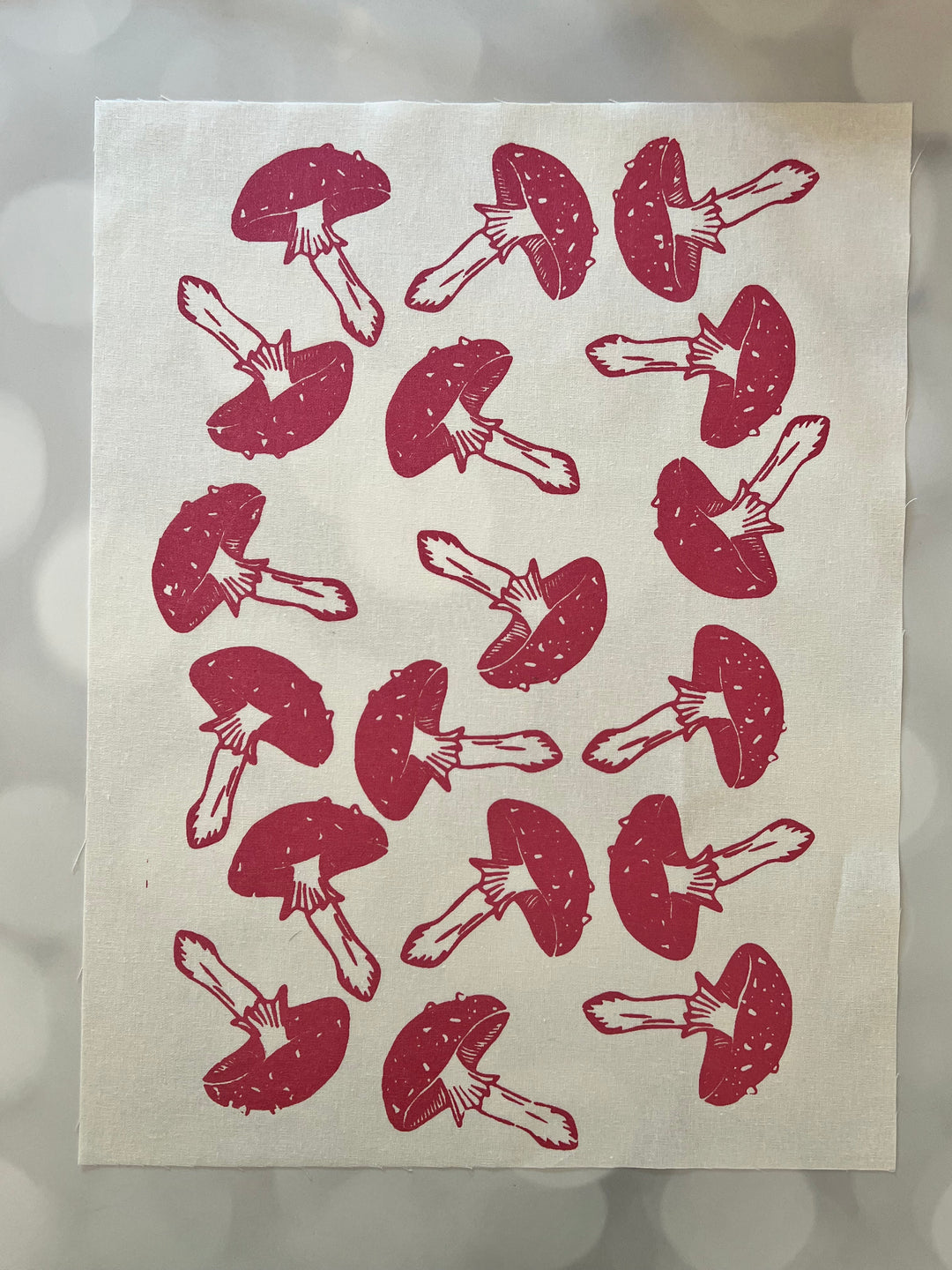 Mushrooms ~ Screen Printed Essex Linen Fabric
