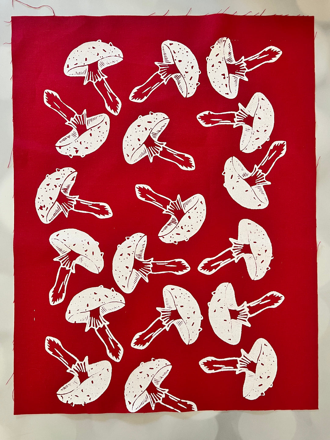 Mushrooms ~ Screen Printed Essex Linen Fabric