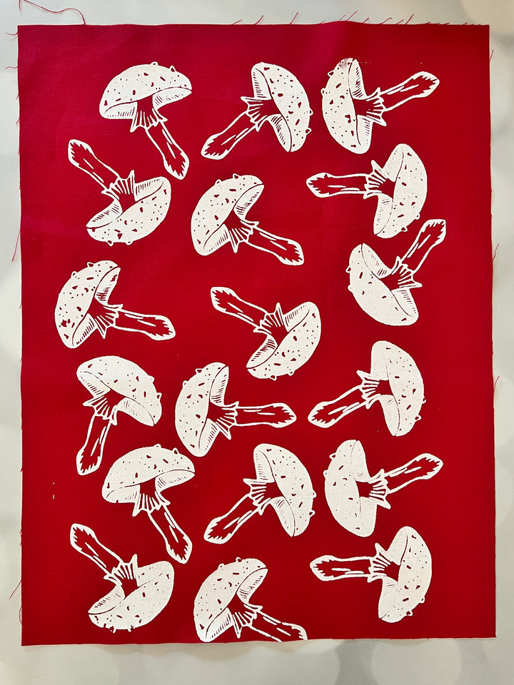 Mushrooms ~ Screen Printed Essex Linen Fabric