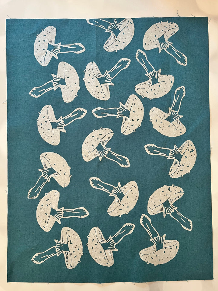 Mushrooms ~ Screen Printed Essex Linen Fabric