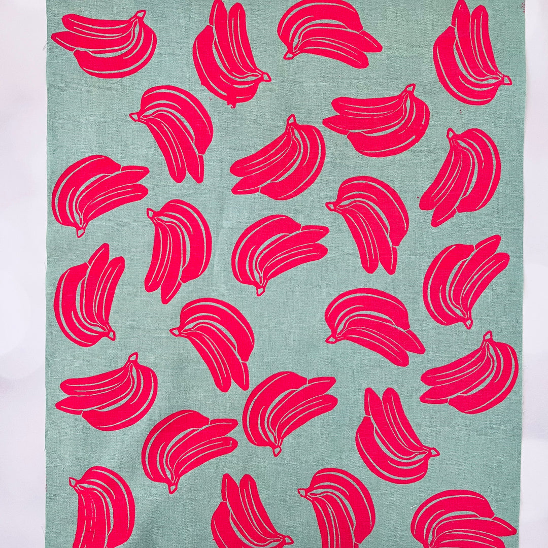 Bananas ~ Screen Printed Essex Linen Fabric