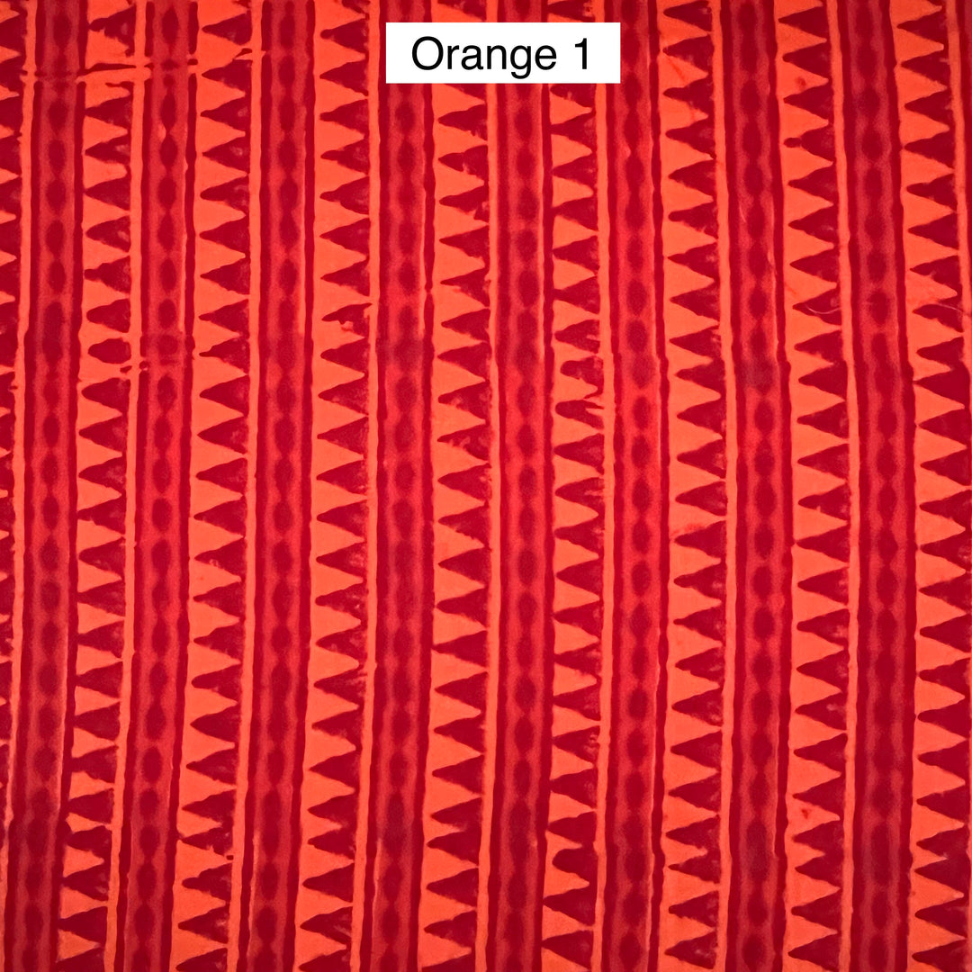 Block Printed Indian Cotton Fabric by the 1/4 Yard - Orange 1