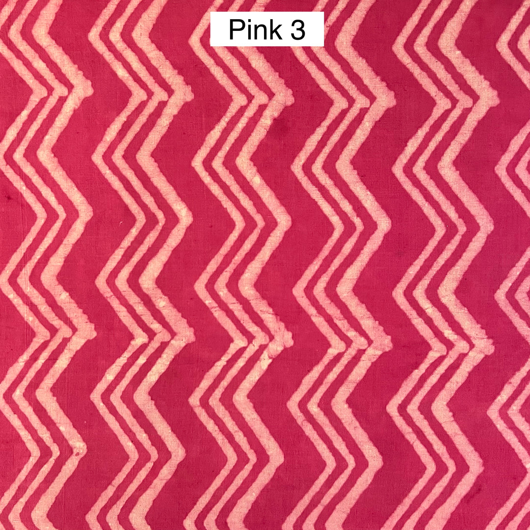 Block Printed Indian Cotton Fabric by the 1/4 Yard - Pink 3