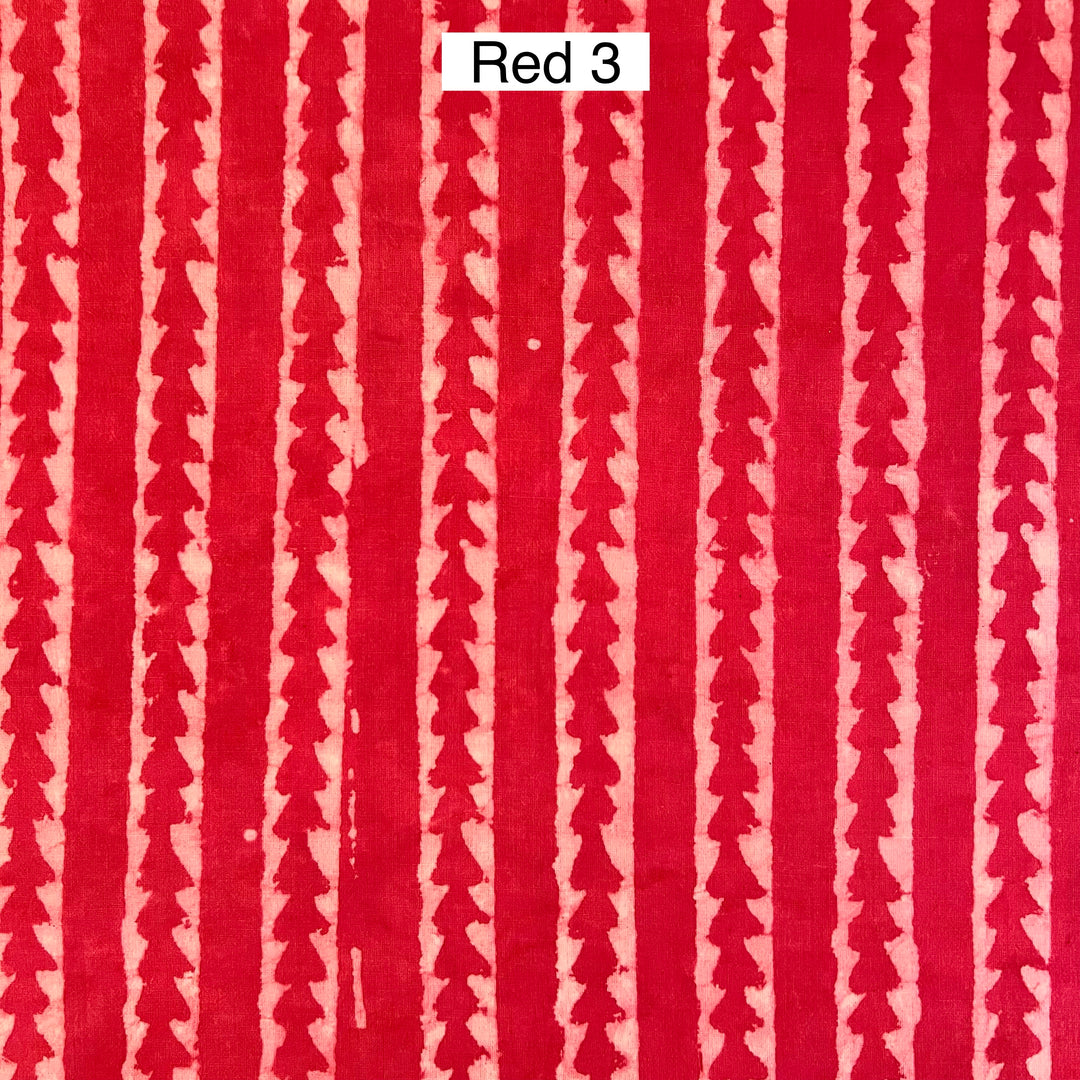 Block Printed Indian Cotton Fabric by the 1/4 Yard - Red 3