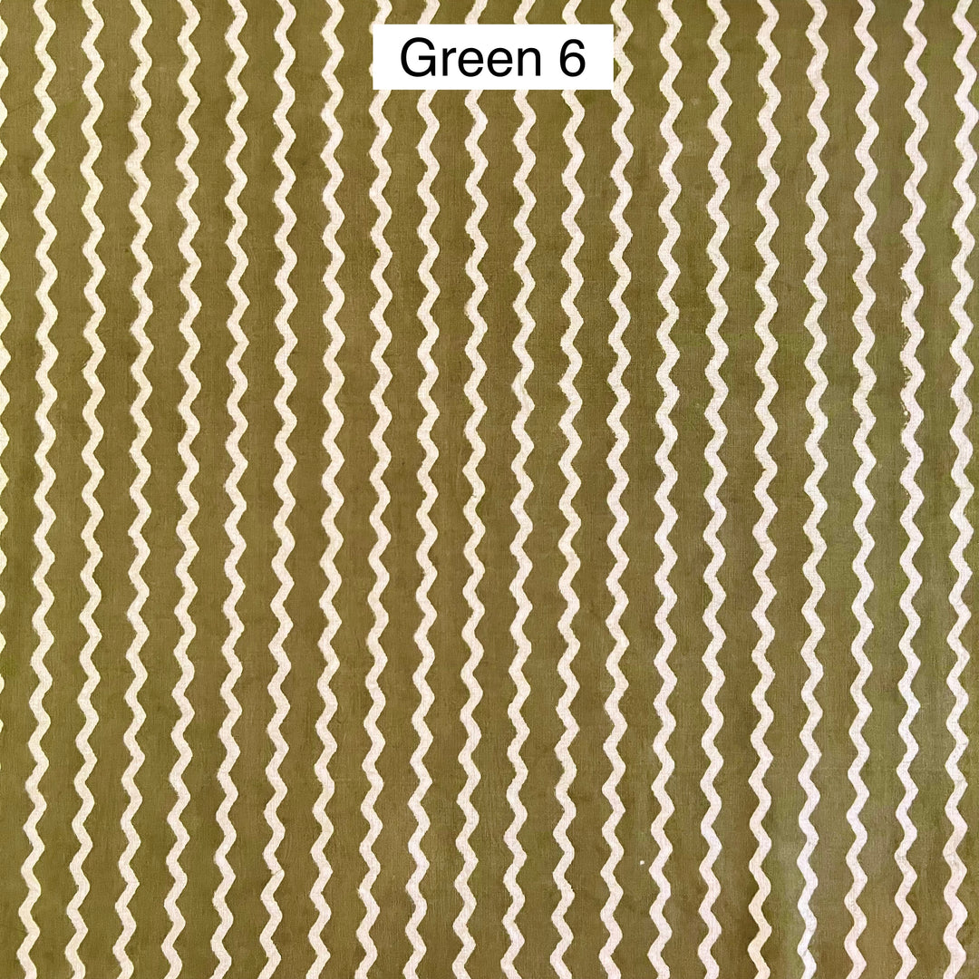 Block Printed Indian Cotton Fabric by the 1/4 Yard - Green 6