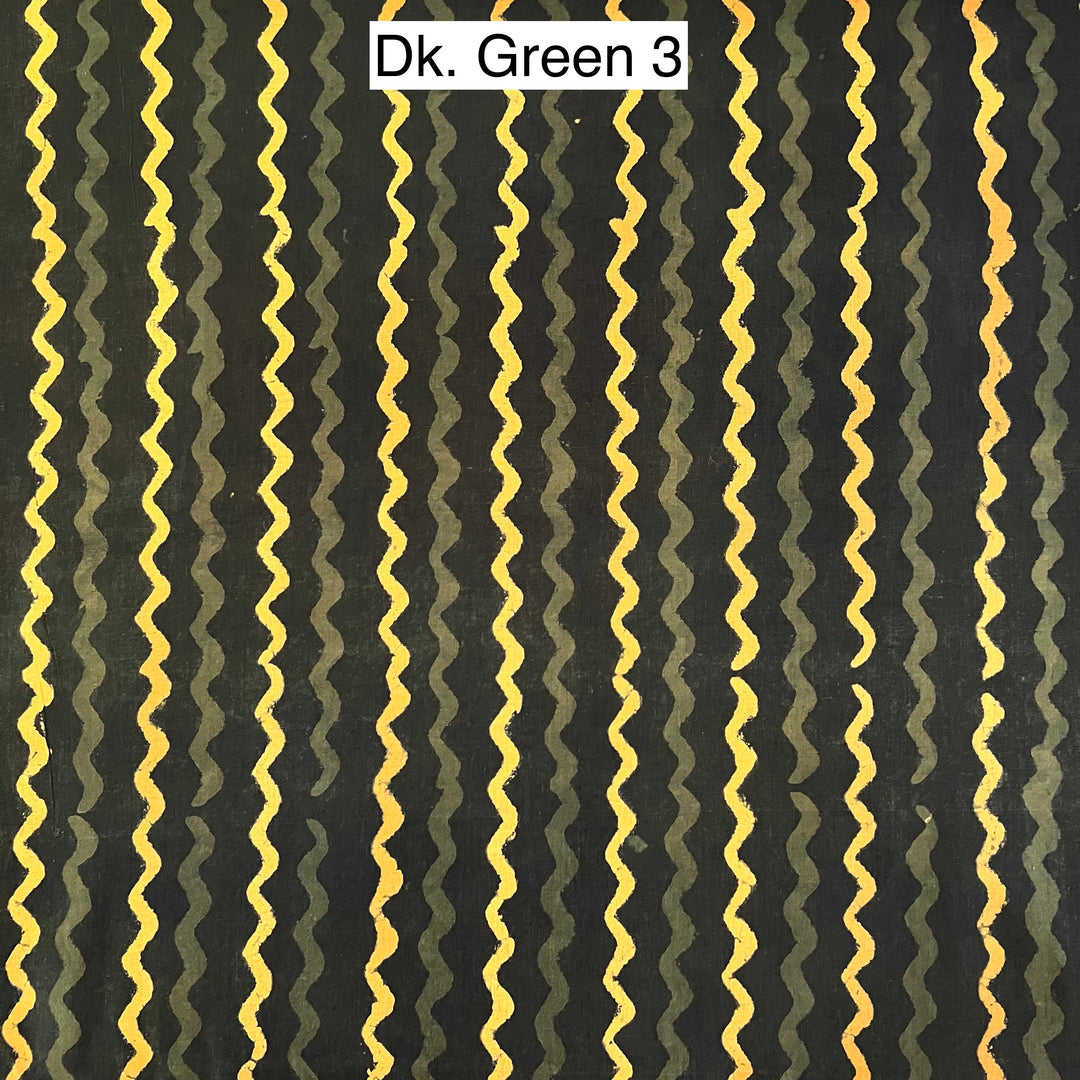 Block Printed Indian Cotton Fabric by the 1/4 Yard - Dk. Green 3