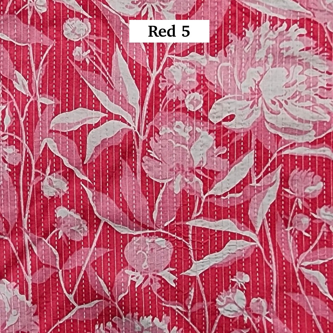 Block Printed Indian Cotton Fabric by the 1/4 Yard - Red 5